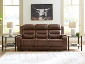 Knightington P3 Power Leather Reclining Zero Gravity Sofa with Audio Seating Brown