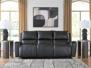 Glossmore Leather Reclining Sofa Black