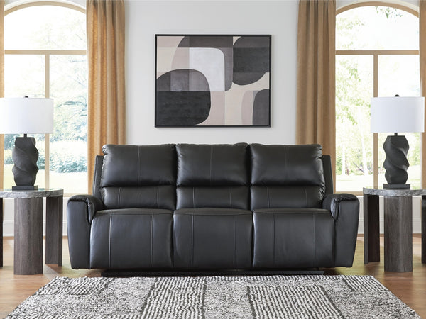 Glossmore Leather Reclining Sofa Black