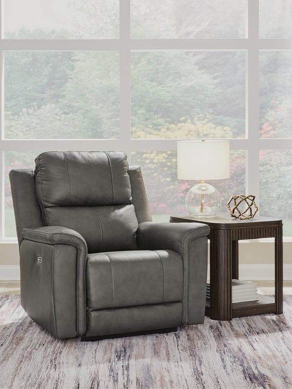 Bleckley Zero Gravity P2 Dual-Power Adjustable Headrest Leather Recliner Anchor