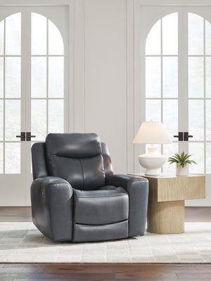 Next Move P2 Dual-Power Adjustable Headrest Leather Recliner Admiral
