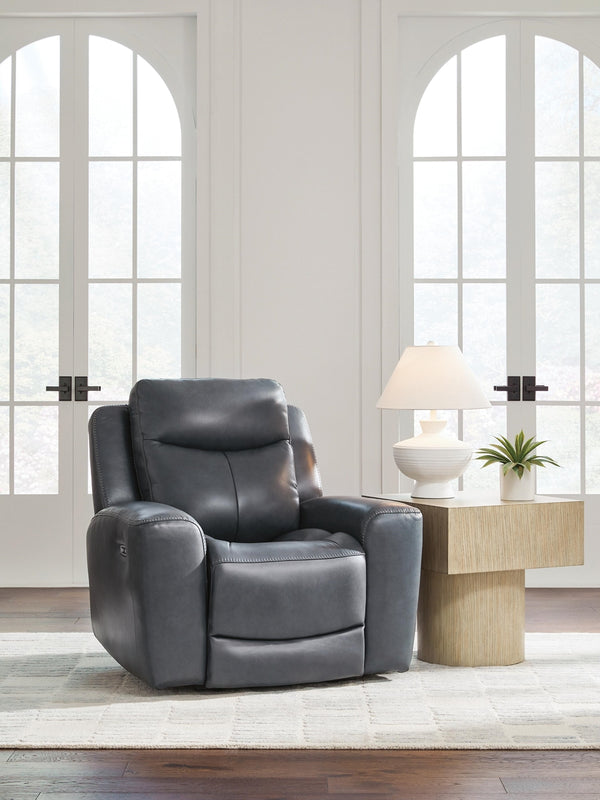 Next Move P2 Dual-Power Adjustable Headrest Leather Recliner Admiral