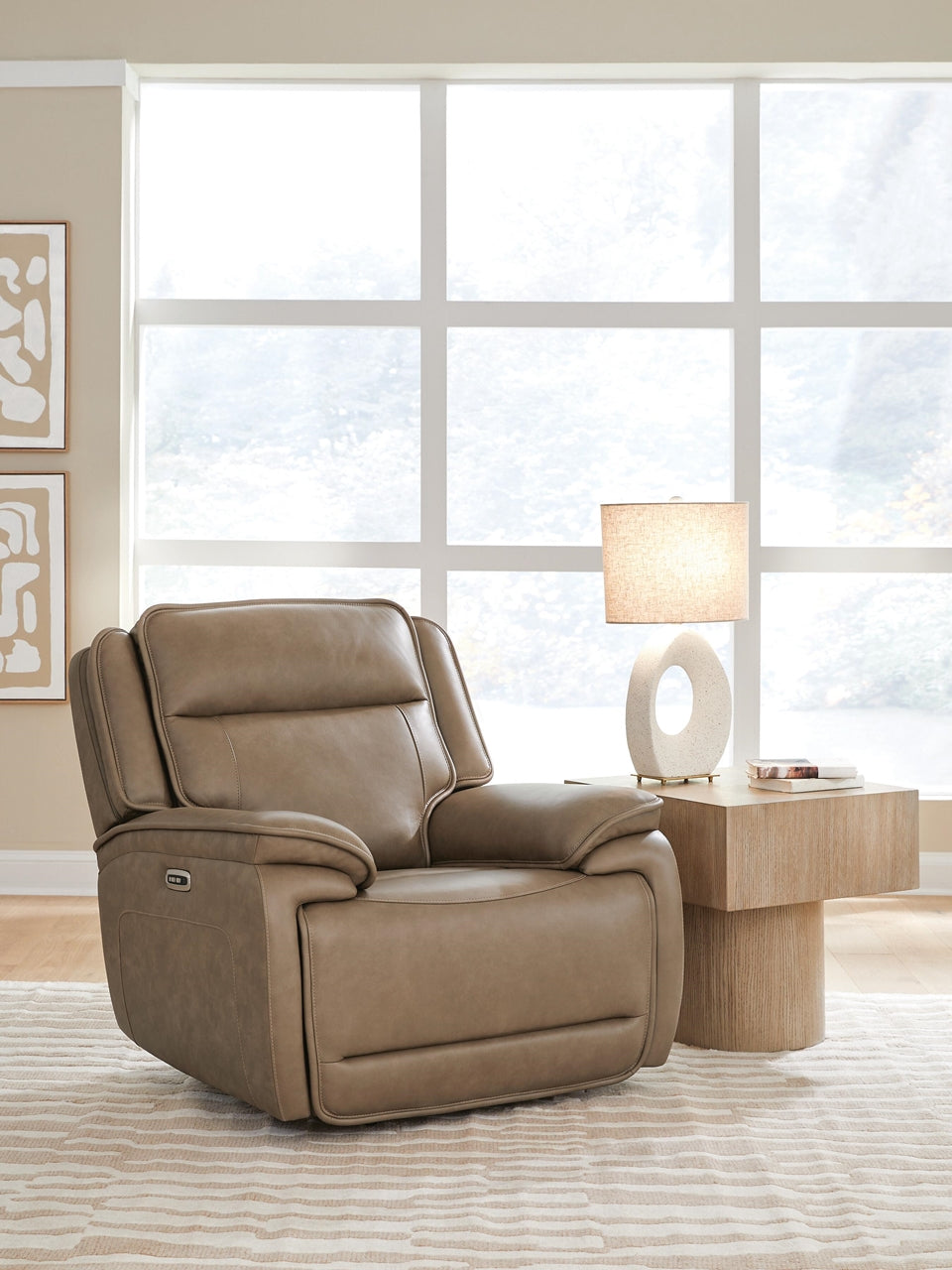 Glencroft Zero Gravity P2 Power Leather Recliner with Adjustable Headrest & USB Sahara