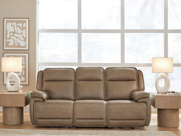 Glencroft P2 Power Leather Reclining Zero Gravity Sofa with Adjustable Headrest & USB Sahara