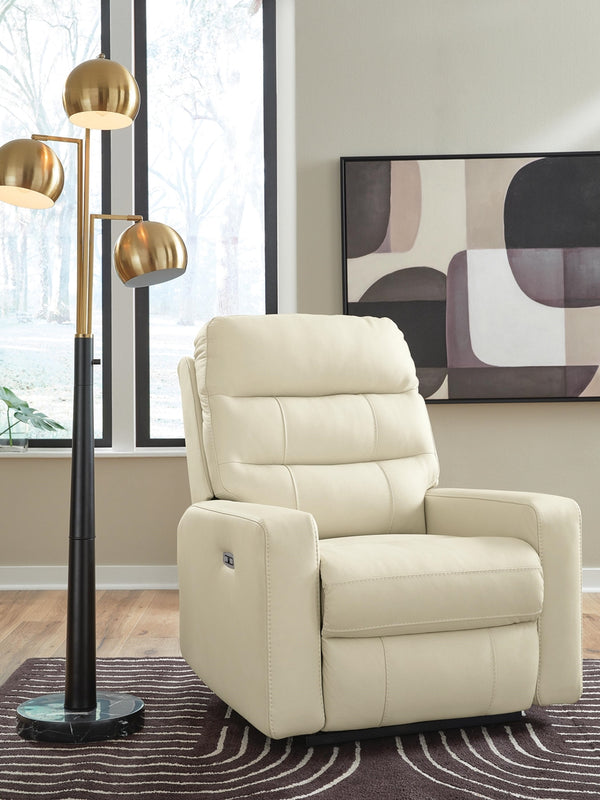 Pennacle Pier P2 Dual-Power Adjustable Headrest Leather Recliner Canvas