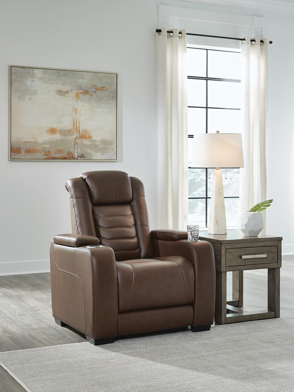 High Impact Power Leather Zero Gravity Recliner with Adjustable Headrest & USB Tobacco