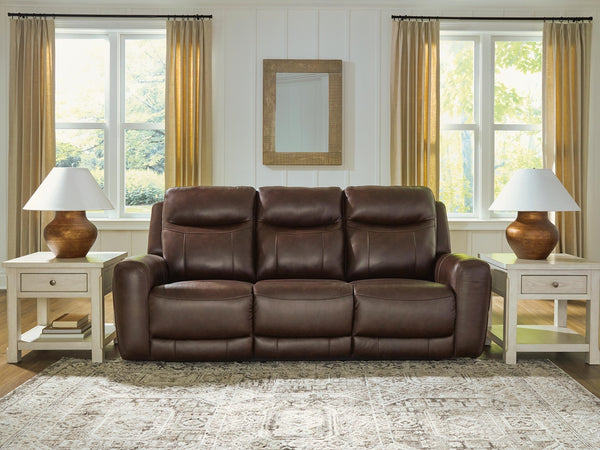 Gravier Power Adjustable Headrest Leather Reclining Sofa Cordova