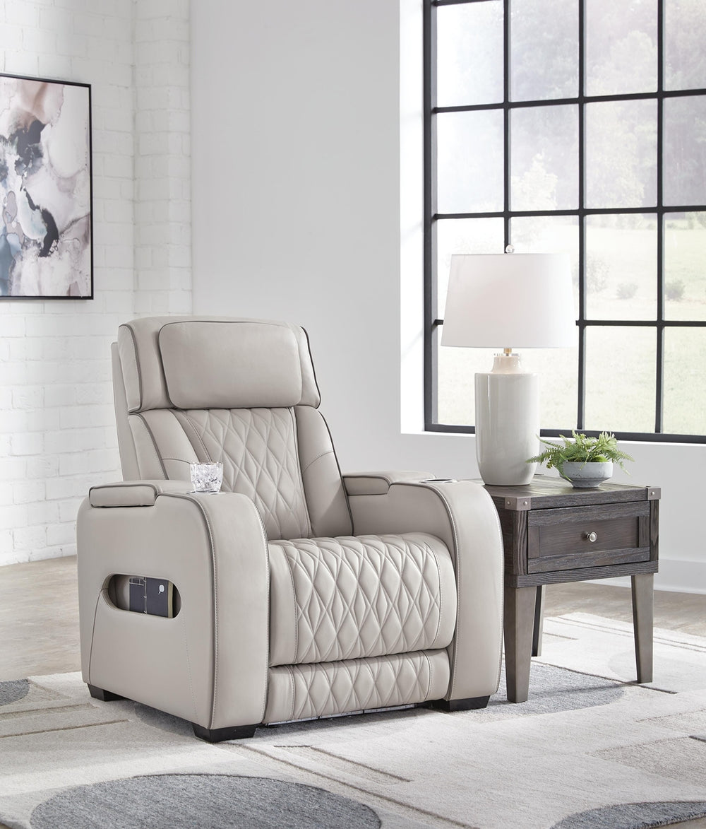 Boyington Zero Gravity P2 Dual-Power Adjustable Headrest Leather Heat Massage Recliner Gray