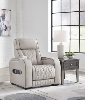 Boyington Zero Gravity P2 Dual-Power Adjustable Headrest Leather Heat Massage Recliner Gray