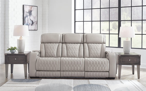 Boyington P2 Power Adjustable Headrest Leather Reclining Zero Gravity Sofa Gray
