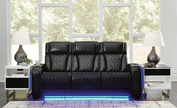 Boyington P2 Power Adjustable Headrest Leather Reclining Zero Gravity Sofa Black
