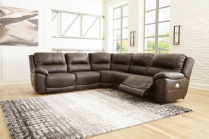 Dunleith 5-Piece Power Reclining Leather Zero Gravity Sectional Chocolate
