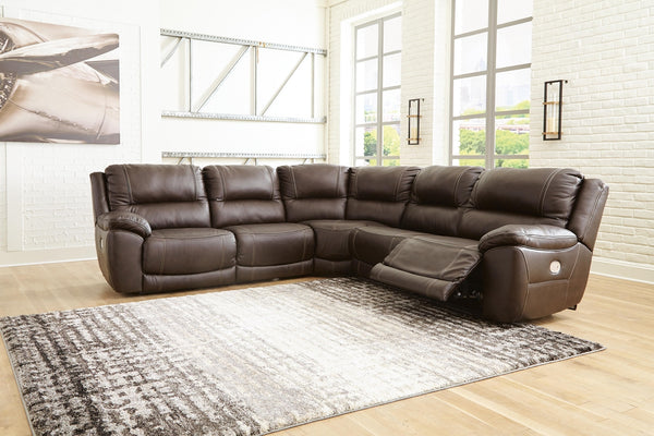 Dunleith 5-Piece Power Reclining Leather Zero Gravity Sectional Chocolate