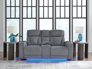 Studio Cave P2 Power Reclining Adjustable Headrest Console Loveseat Steel
