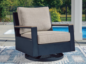 East Beach Outdoor Swivel Glider Chair with Cushion Navy Blue/Driftwood