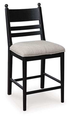 Greddinton Upholstered Counter-Height Barstool Black