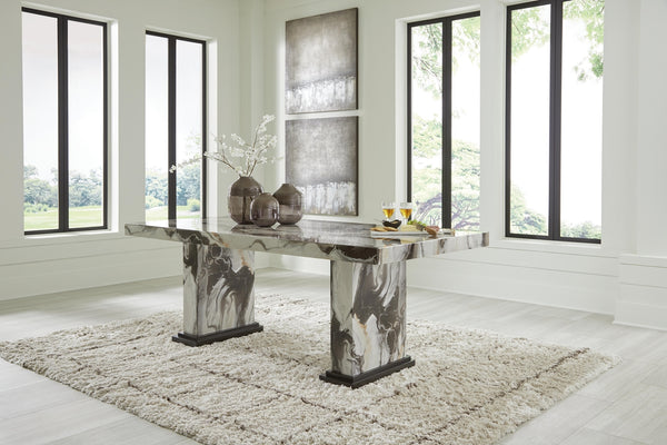 Jeshina Dining Table Dark Brown/Beige