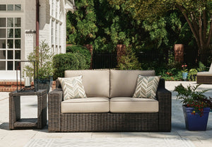 Coastline Bay Outdoor Loveseat with Cushion Brown