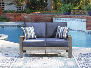 Half Moon Beach Outdoor Loveseat with Cushion Blue/Gray