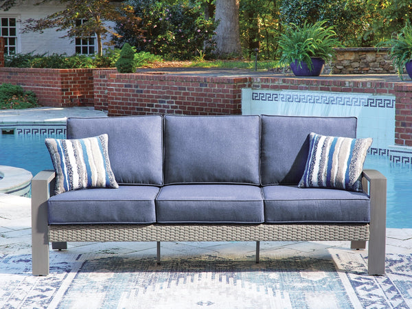Half Moon Beach Outdoor Sofa with Cushion Blue/Gray