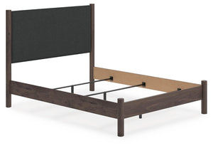 Pamytta Queen Upholstered Panel Bed Brown
