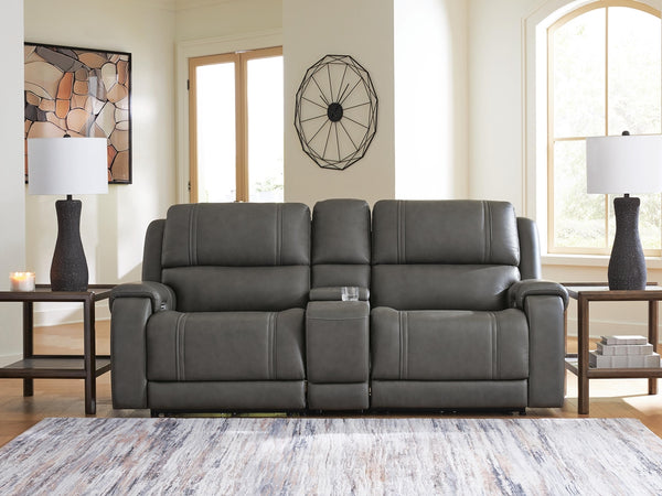 Pittson 3-Piece Power Reclining Leather Zero Gravity Sectional Console Heat & Massage Loveseat Anchor