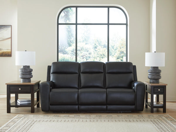 5Z-Comfort Power Adjustable Headrest Leather Reclining Sofa Onyx