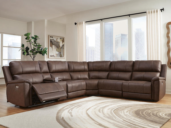 Bleckley P2 6-Piece Power Reclining Leather Zero Gravity Sectional Espresso