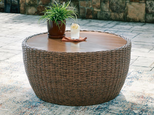 Double Point Outdoor Round Coffee Table Beige