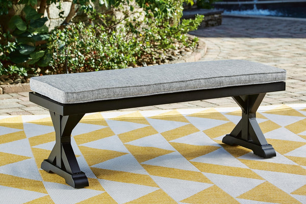 Beachcroft Outdoor Bench with Cushion Black/Light Gray