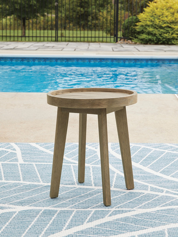 Marina Sun Outdoor Round End Table Beige