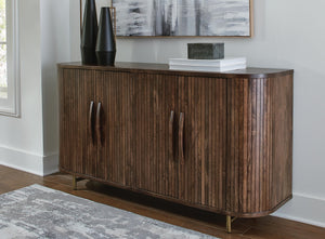 Amickly 4-Door Accent Cabinet Dark Brown