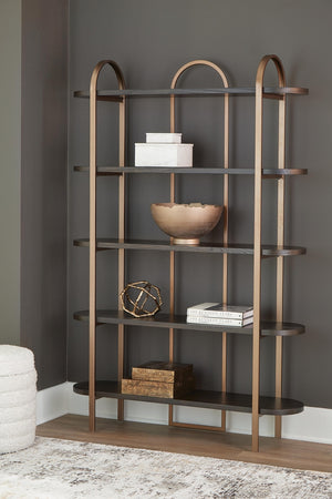 Brentmour Bookcase Brown/Gold Finish