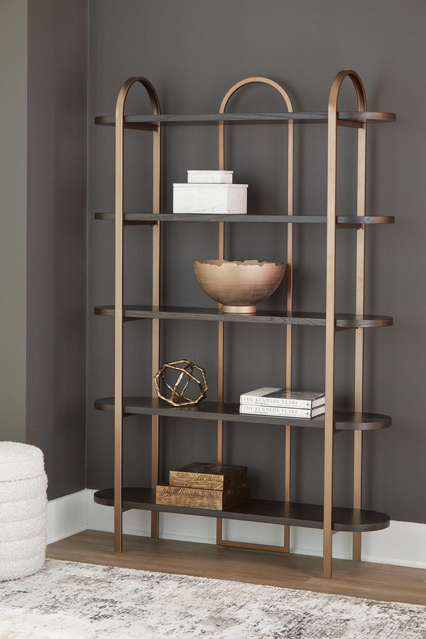 Brentmour Bookcase Brown/Gold Finish