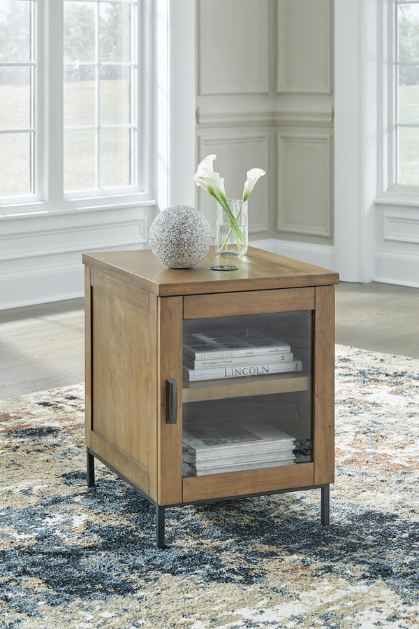 Torlanta 1-Door Chairside End Table with Wireless Charger Brown