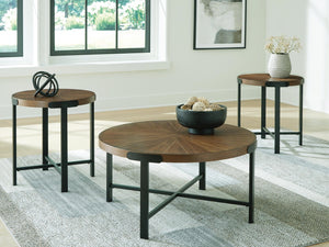 Crosstrail 3-Piece Occasional Table Set Brown