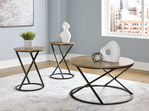 Cassbryn 3-Piece Occasional Table Set Brown/Black