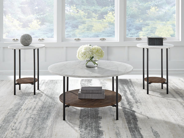 Wrenwich 3-Piece Occasional Table Set Brown/Black/White