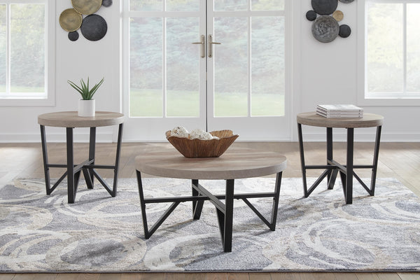 Deanlee 3-Piece Occasional Table Set Grayish Brown/Black