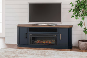 Landocken 83-Inch TV Stand with Electric Fireplace Two-tone