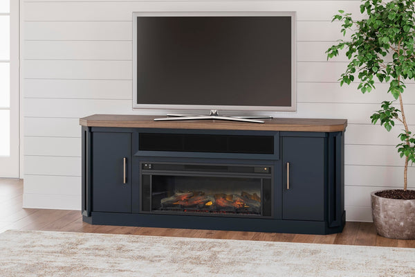 Landocken 83-Inch TV Stand with Electric Fireplace Two-tone