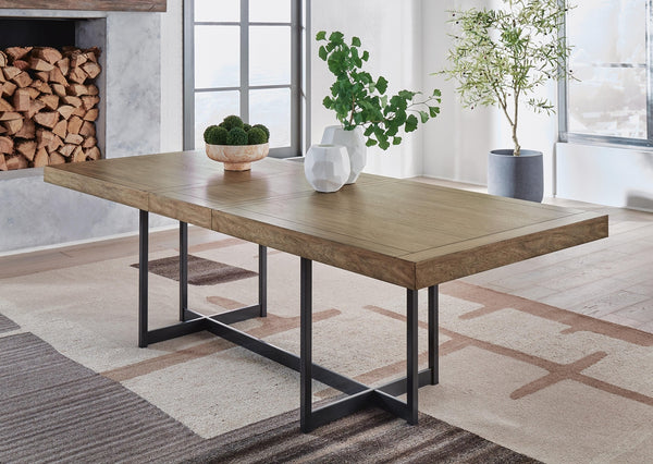 Tomtyn Regular Leaf Rectangle Dining Extension Table Light Brown