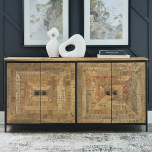 Camney Rectangle 4-Door Accent Cabinet Brown/Black