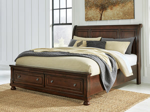 Porter King Sleigh Storage Bed Rustic Brown