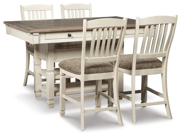 Bolanburg Counter-Height Dining Table & 4 Barstools with Display Cabinet Two-tone