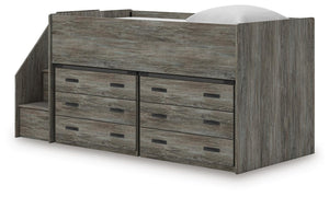 Frandern Twin Loft Bed with Drawer Storage Warm Gray
