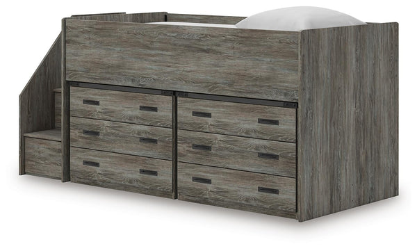 Frandern Twin Loft Bed with Drawer Storage Warm Gray