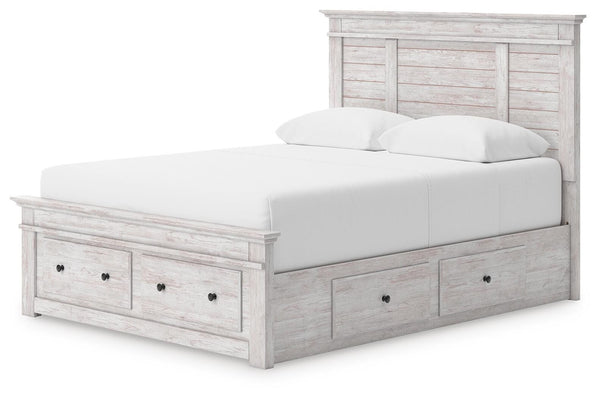 Makidern Queen Panel Storage Bed Whitewash
