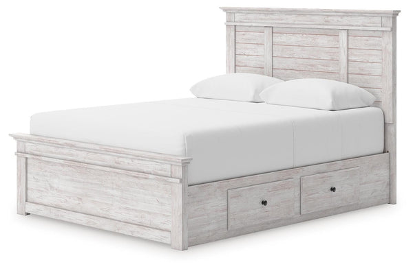 Makidern Queen Panel Storage Bed Whitewash