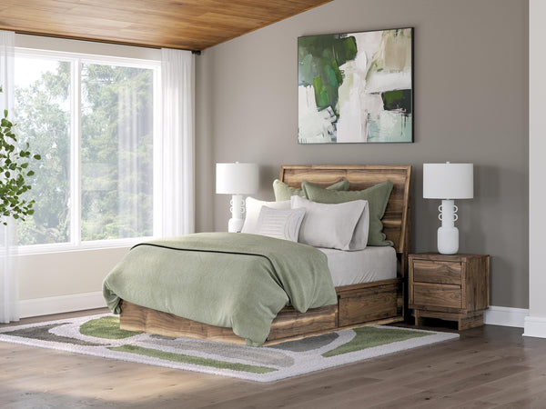 Chirason Full Panel Bed with Storage Brown